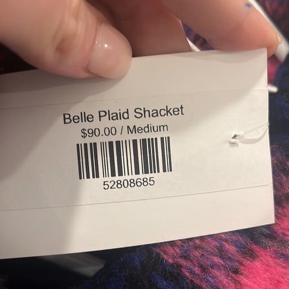 Steve Madden pink and blue flannel coat. - Picture 4 of 4